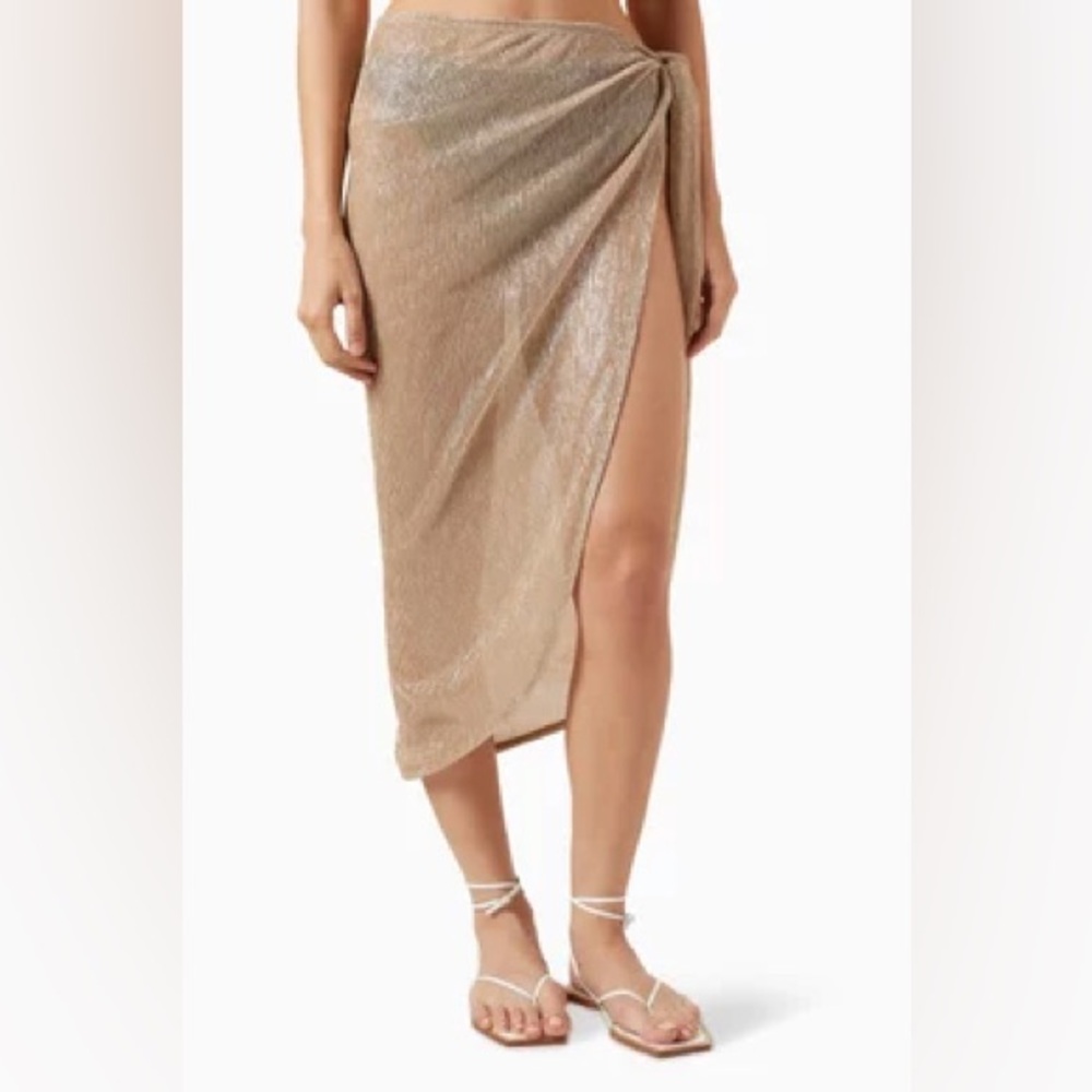 Good American Metallic Gold Swim Sarong Pareo